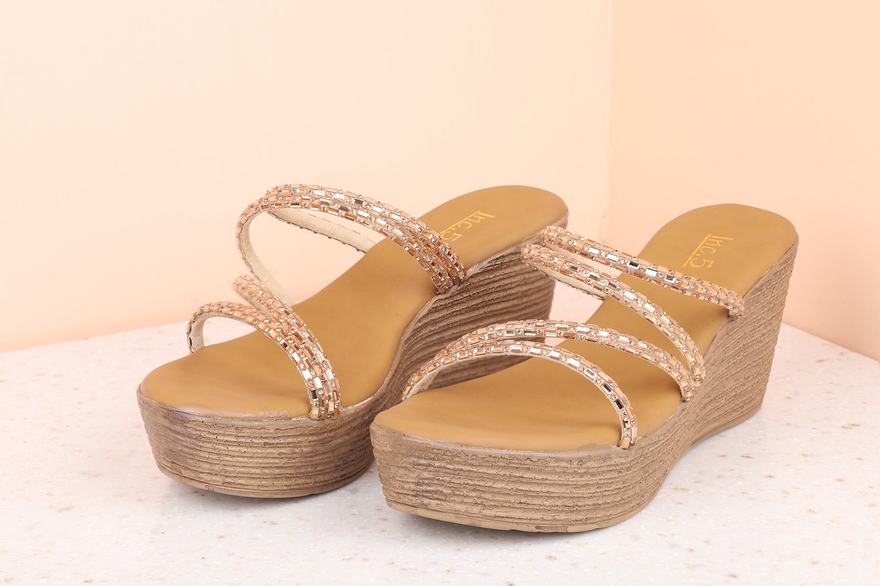 Buy Inc.5 Heel Fashion Sandals (Gold) Online