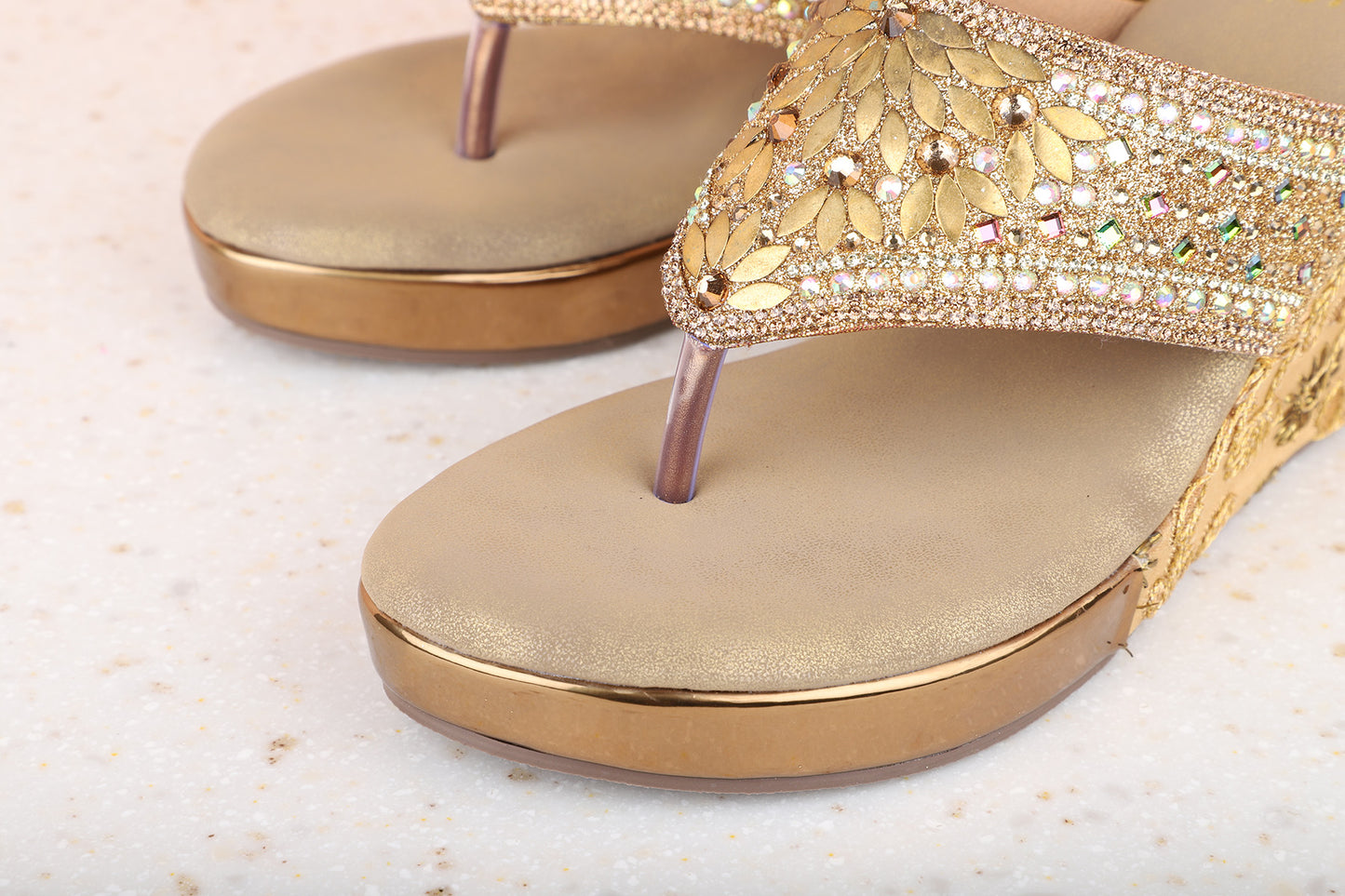 Women Antique Embellished Wedge Sandals