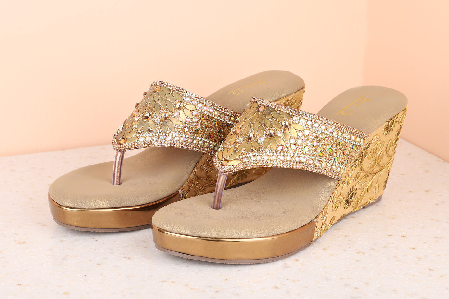 Women Antique Embellished Wedge Sandals