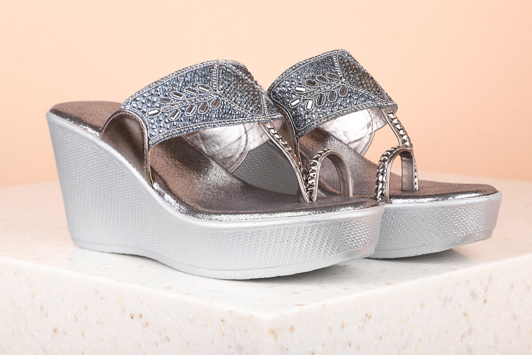 TRYME Women Silver Wedges - Buy TRYME Women Silver Wedges Online at Best  Price - Shop Online for Footwears in India | Flipkart.com