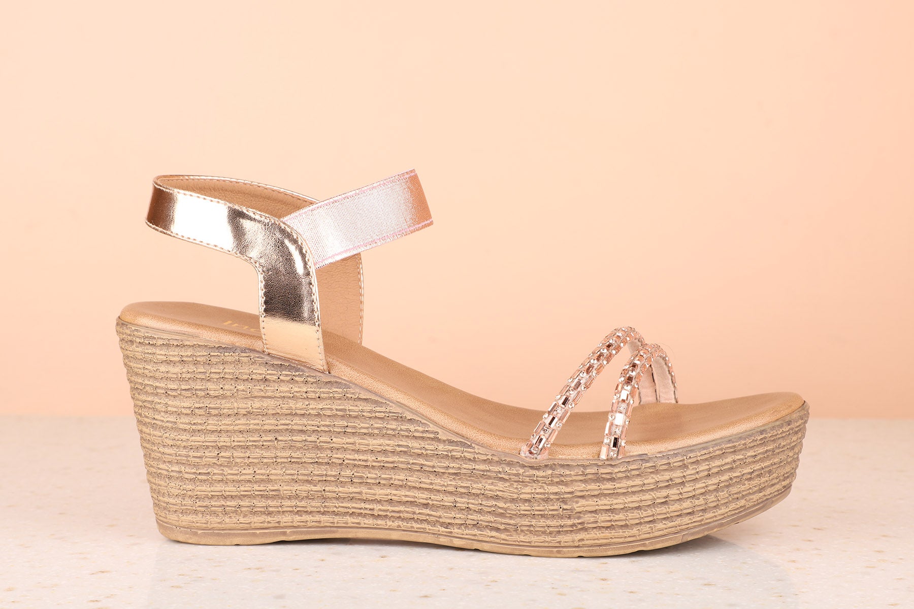 Wedge rose gold on sale sandals