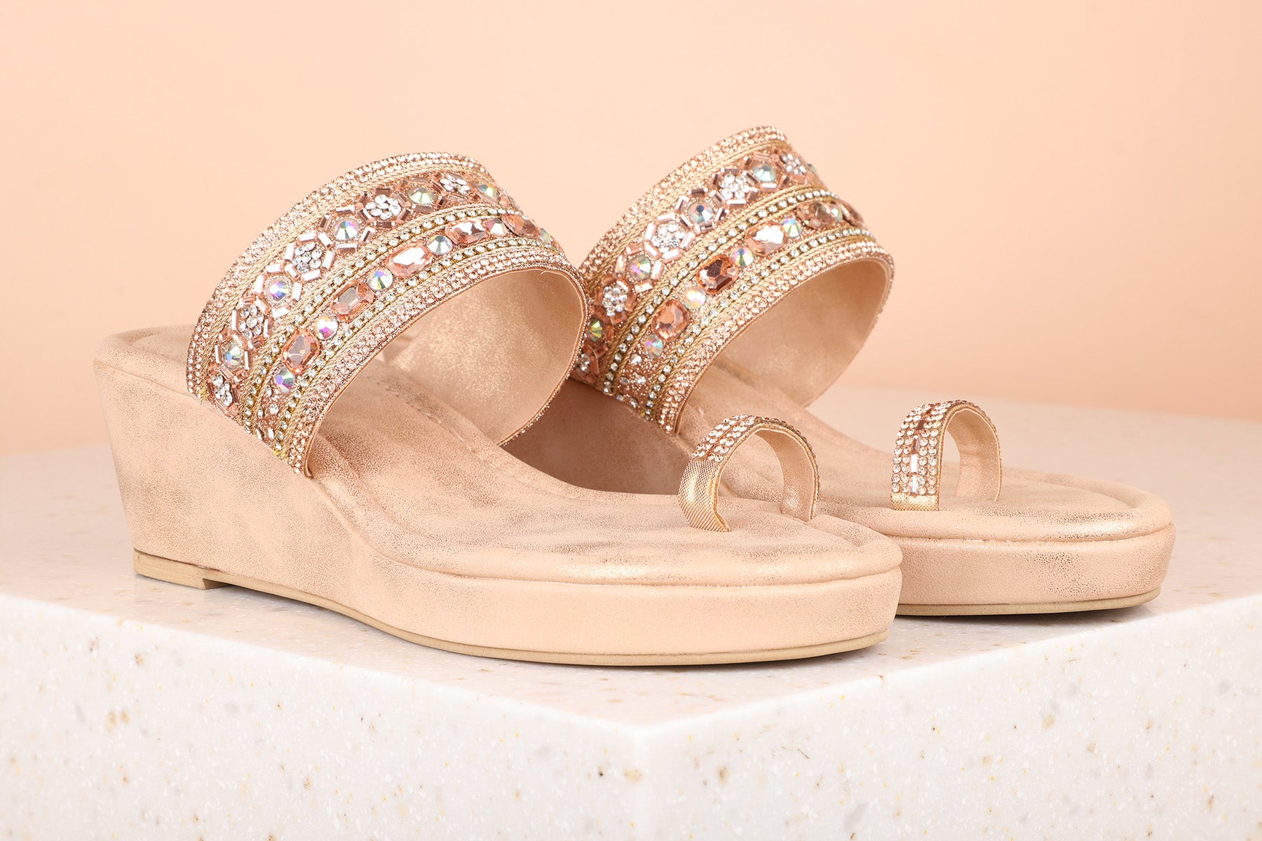 Buy Now Women Rose Gold Solid Open Toe Block Heels – Inc5 Shoes