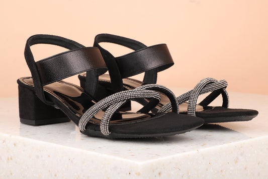 Women Black Party Block Sandals