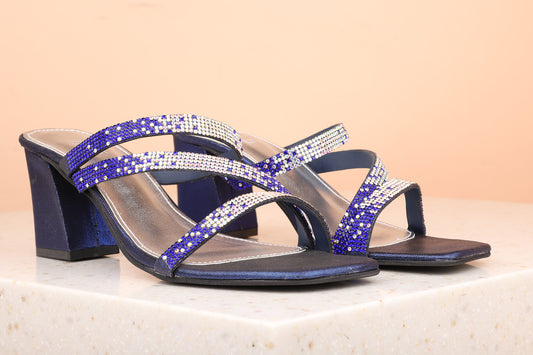 Women Blue Embellished Block Heels