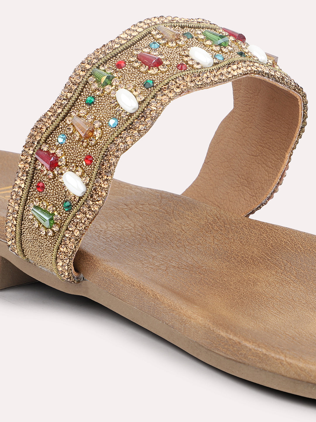 Women Antique Ethnic Embroidered One Toe Flats