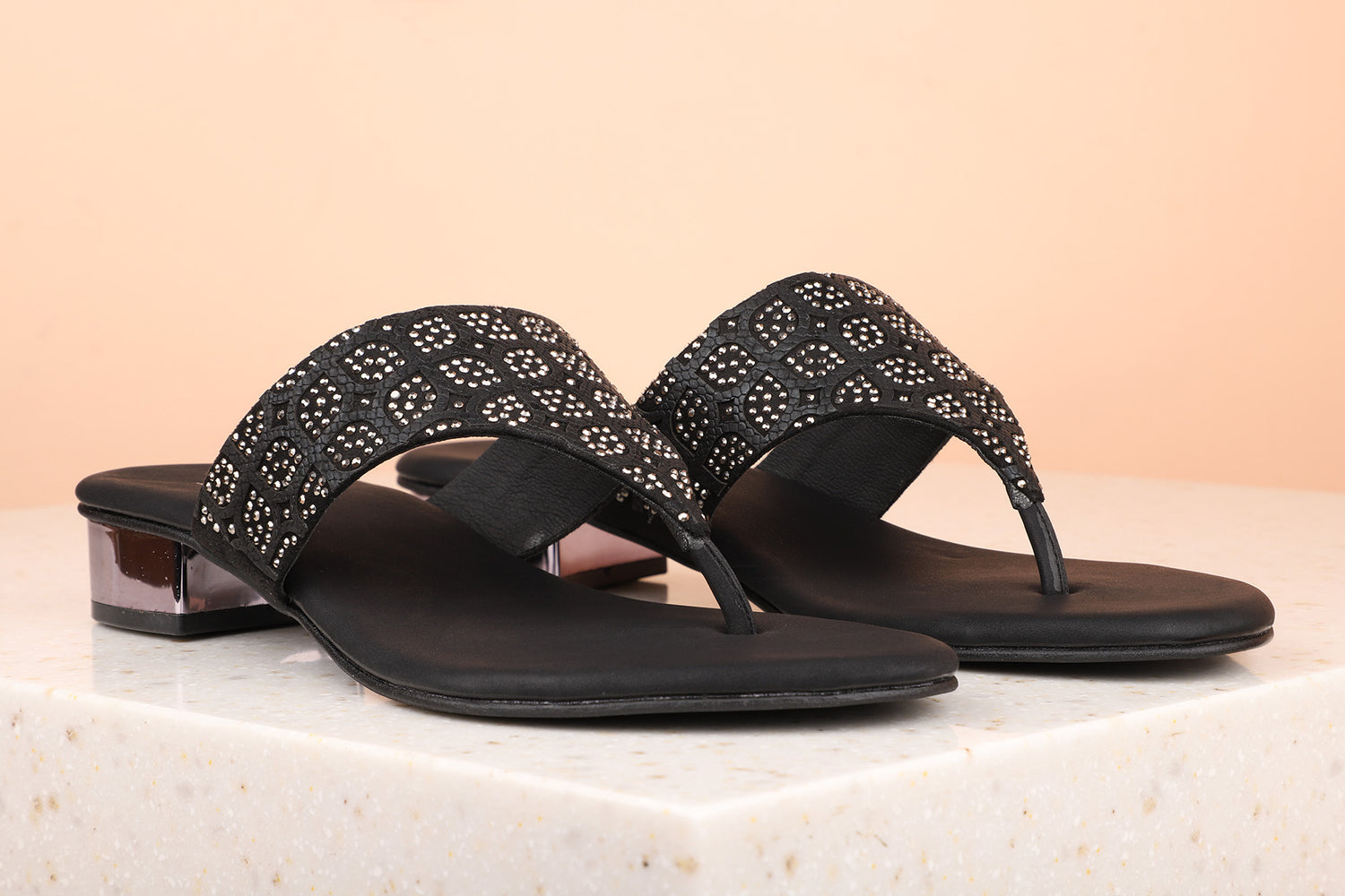 Women Black Block Sandals
