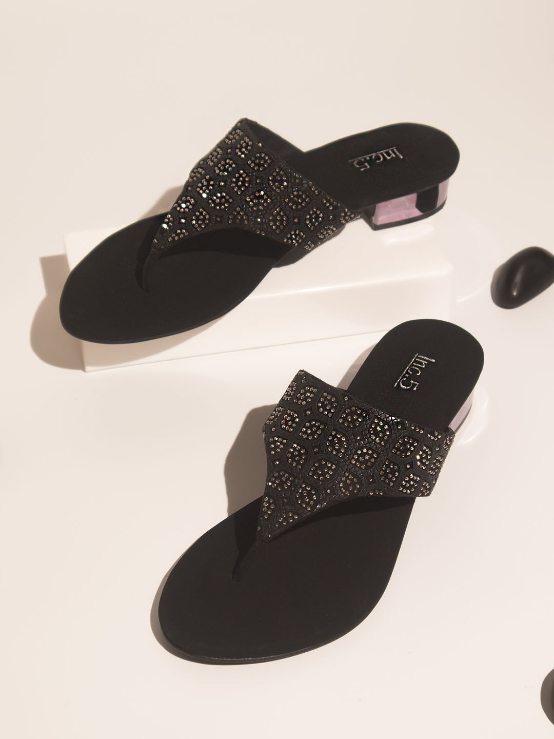Women Black Block Sandals