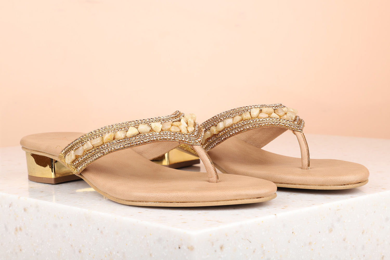 Women Antique Embellished Block Sandals