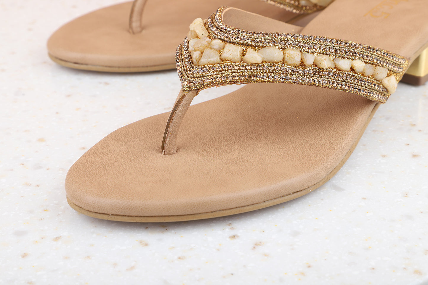 Women Antique Embellished Block Sandals