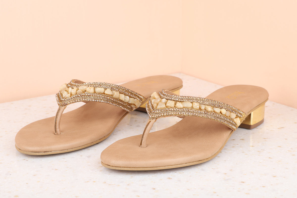 Women Antique Embellished Block Sandals