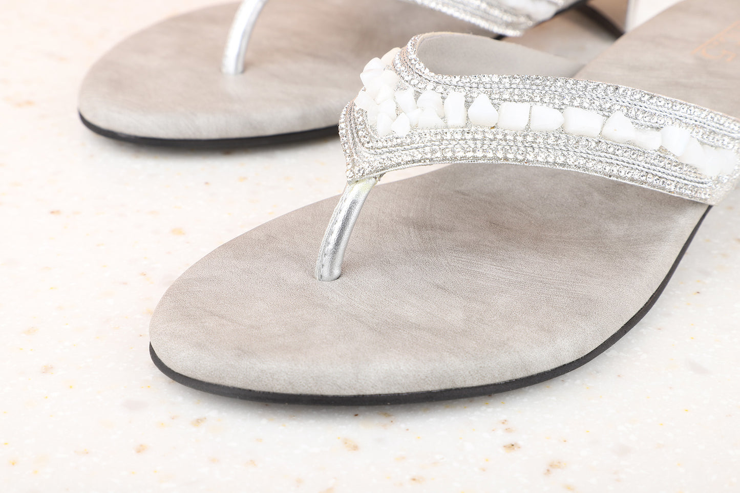Women Silver Embellished Block Sandals