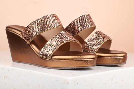 Women Antique Embellished Wedge Sandals