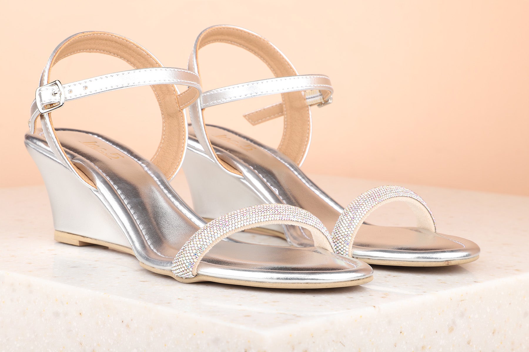 Shops silver open toe wedges