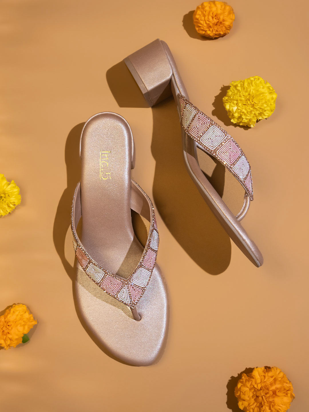 Buy Now,Women Gold Textured Block Heels – Inc5 Shoes
