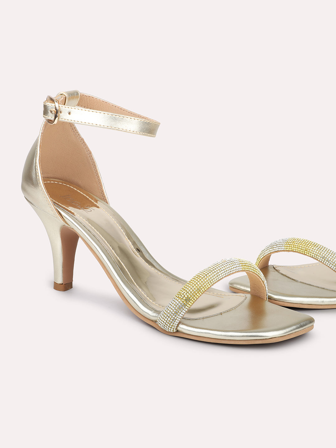 Buy Gold-Toned Heeled Sandals for Women by INSADDLERS Online | Ajio.com