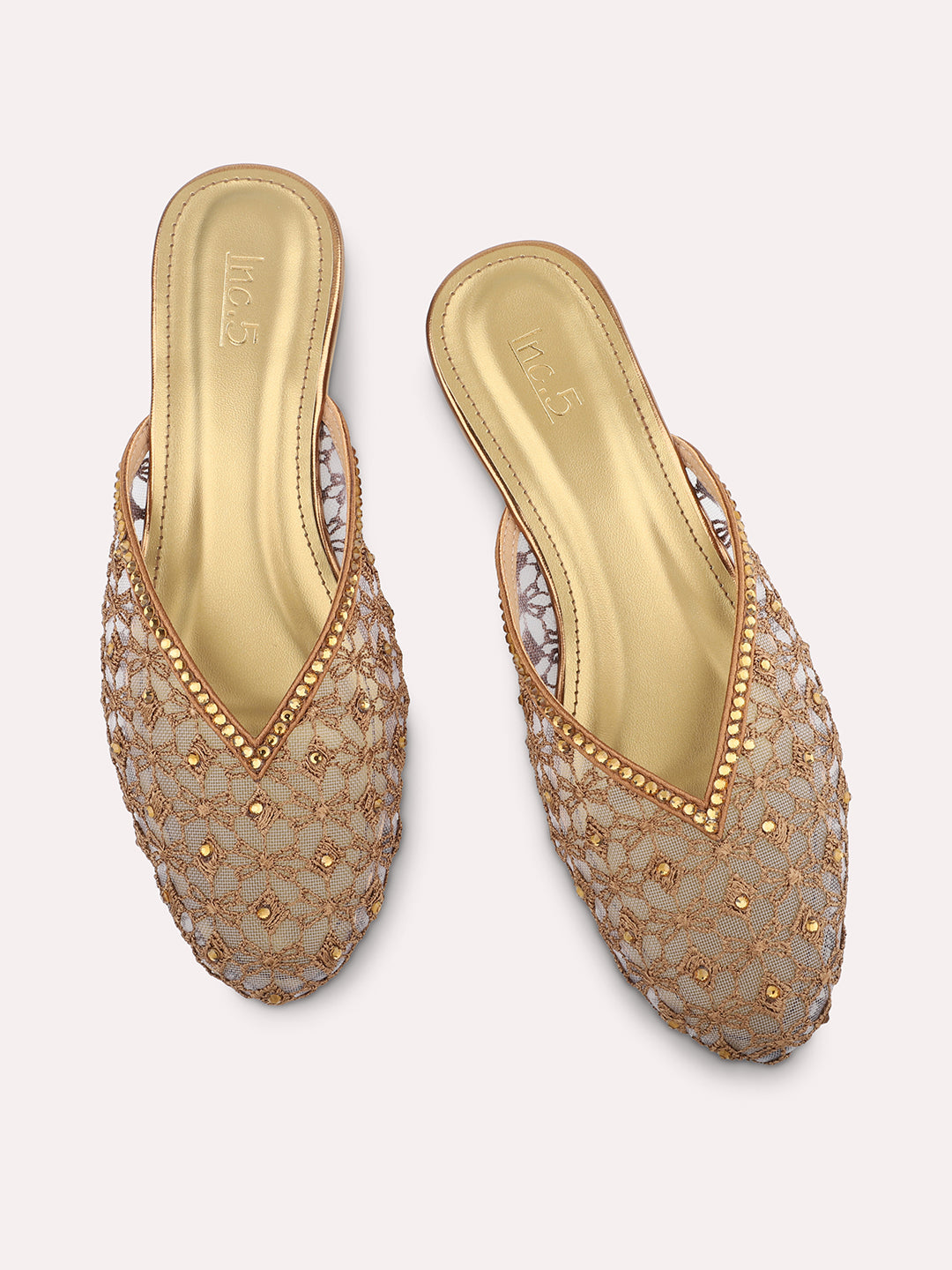 Women Antique Embellished Mules Flats