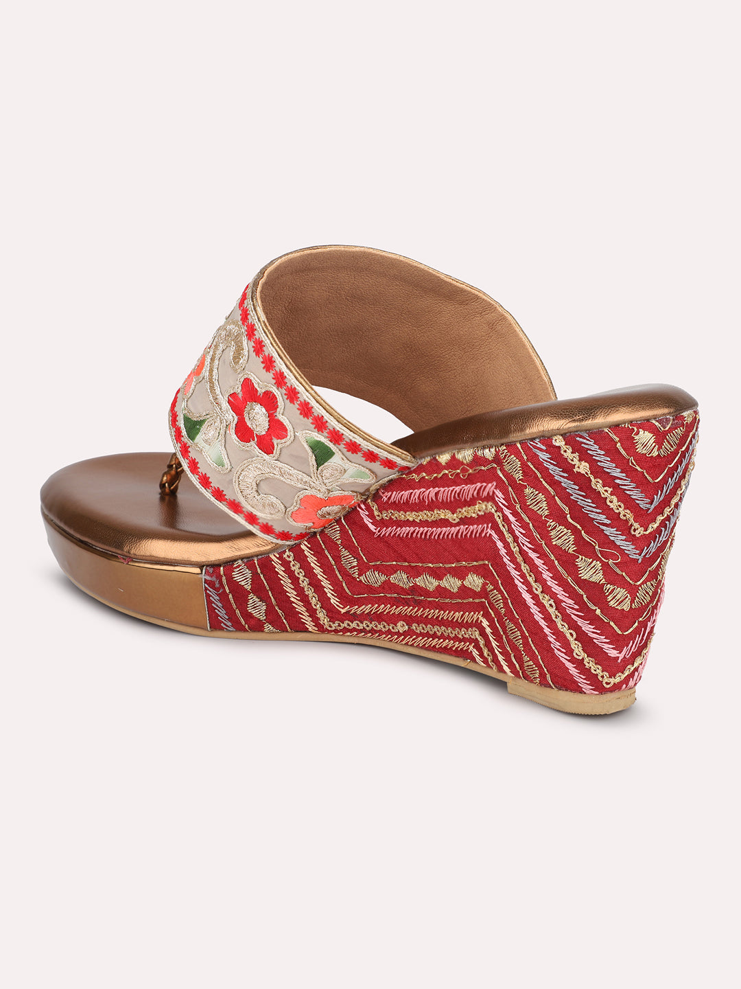Women Antique Embellished Ethnic Wedge Heels