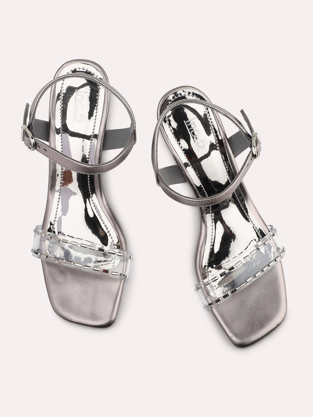 Women Pewter Embellished Heels