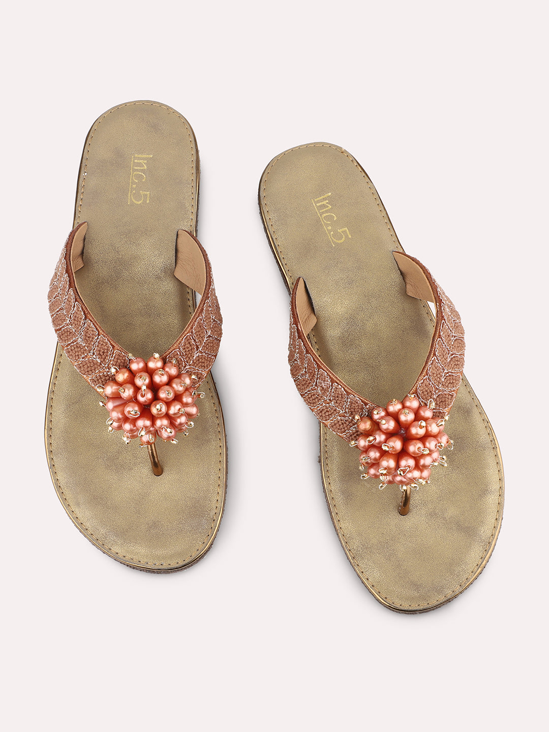 Women Antique Embroidered Embellished Open Toe Flats