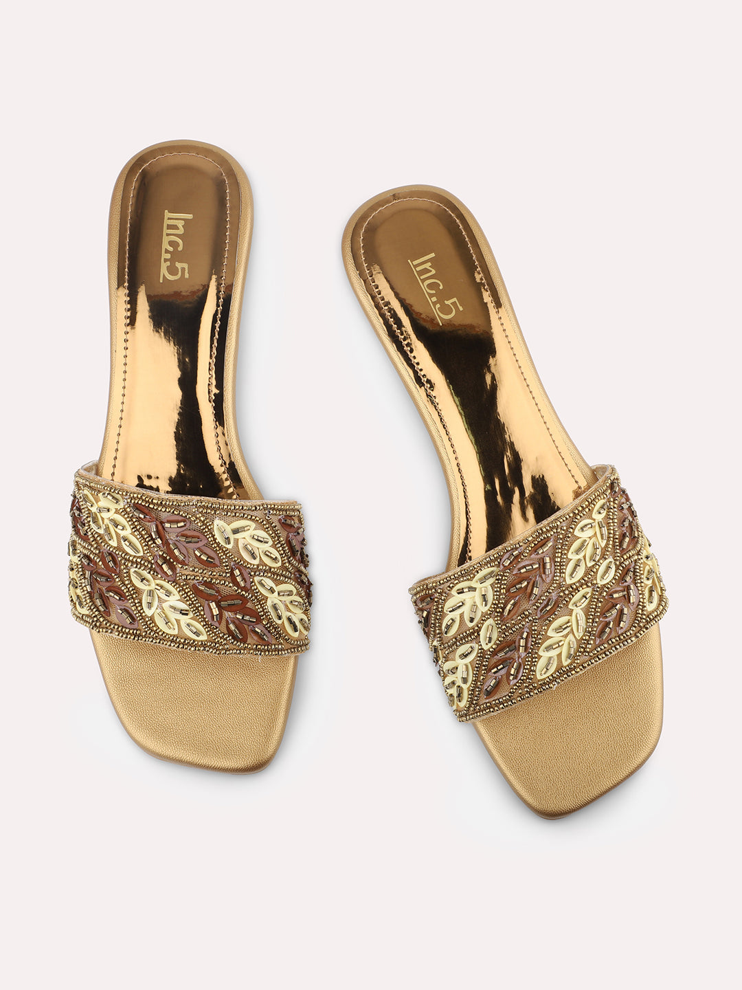 Women Antique Ethnic Embroidered Open Toe Flats