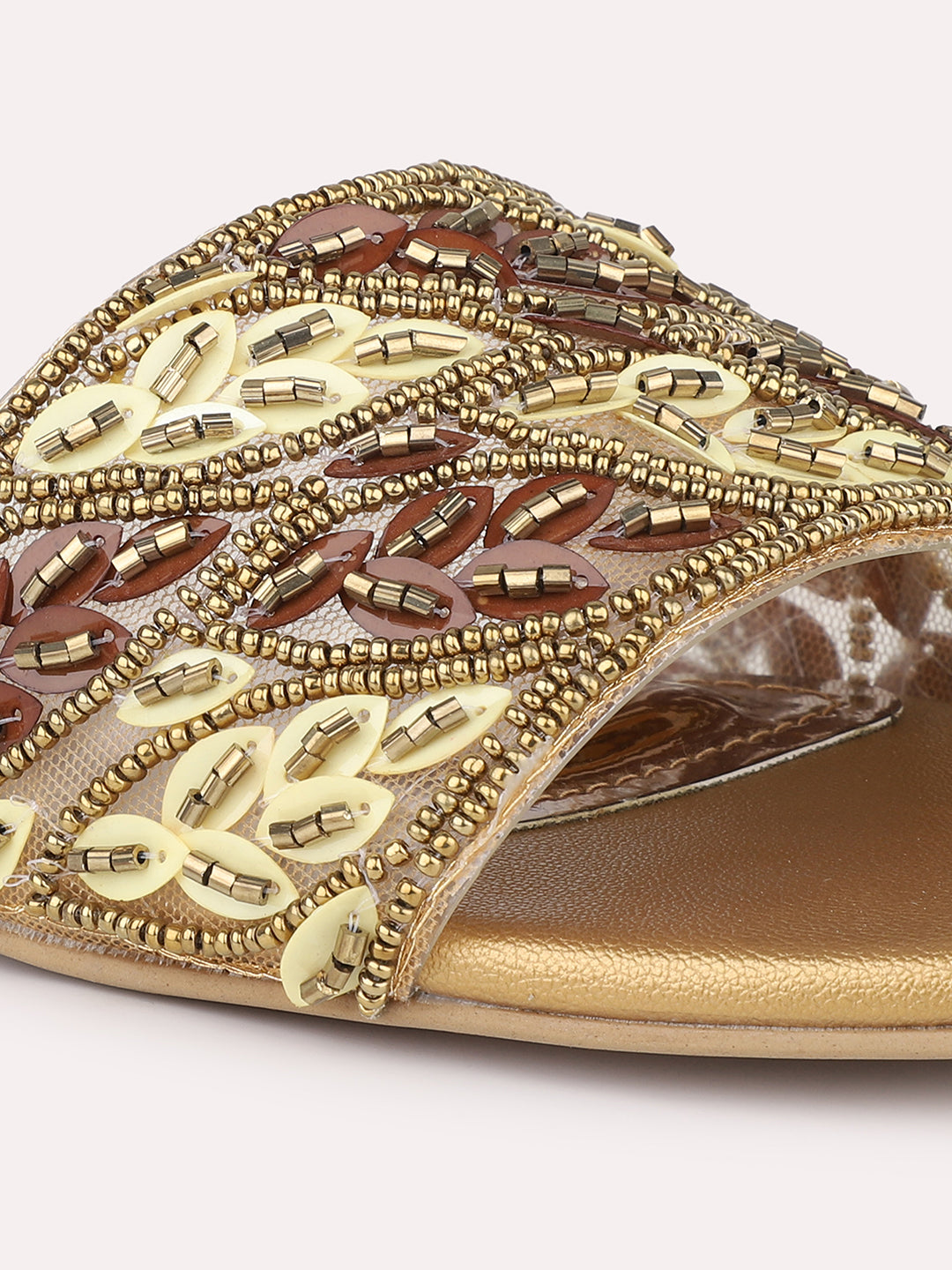 Women Antique Ethnic Embroidered Open Toe Flats