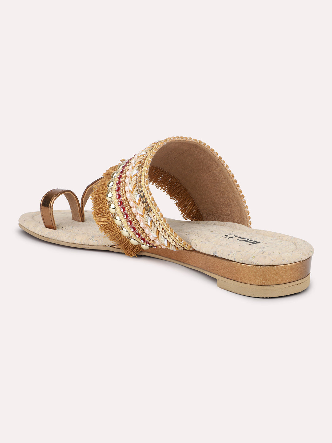 Women Antique Ethnic Embroidered One Toe Flats