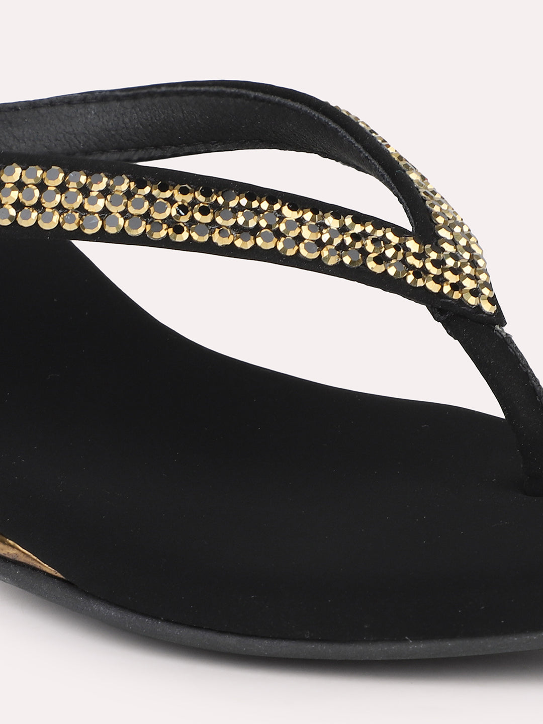 Women Black And Gold-Toned Embellished Party Slim Heels