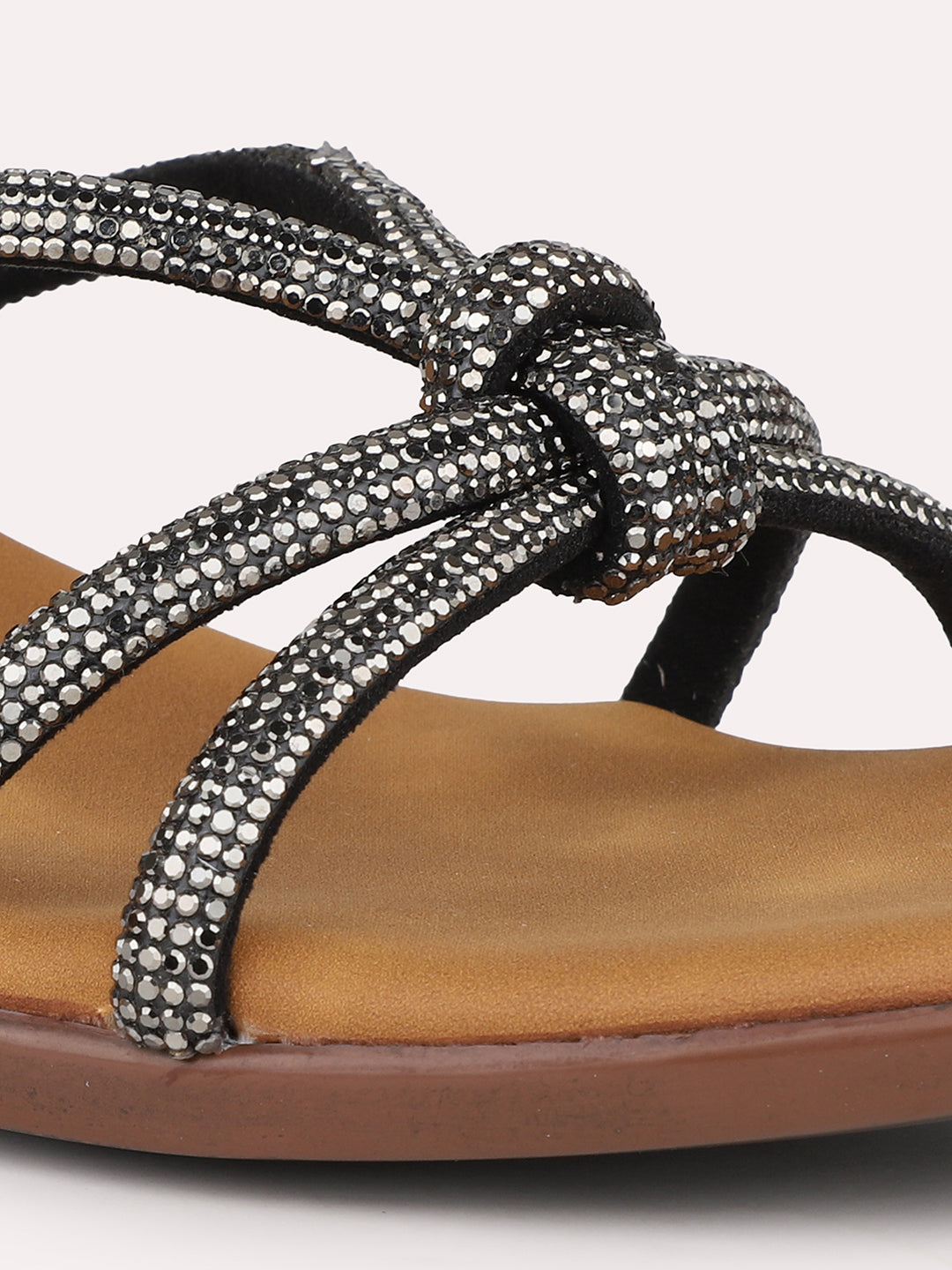 Women Pewter Embellished Knot Detail Block heels