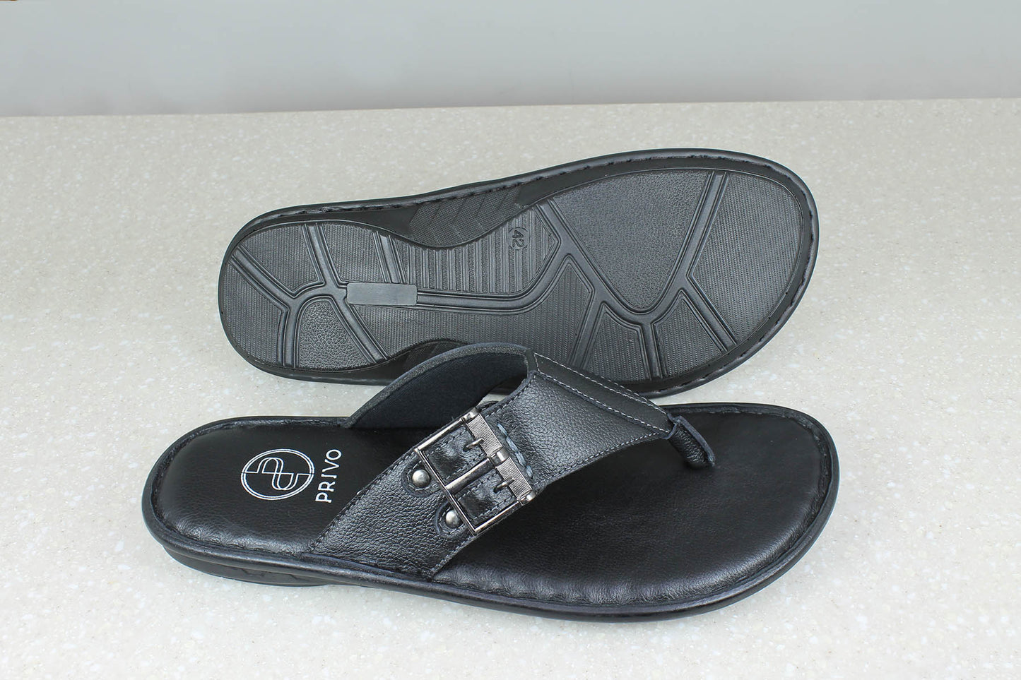 THONG SLIPPERS-BLACK-Men's Slippers-Inc5 Shoes