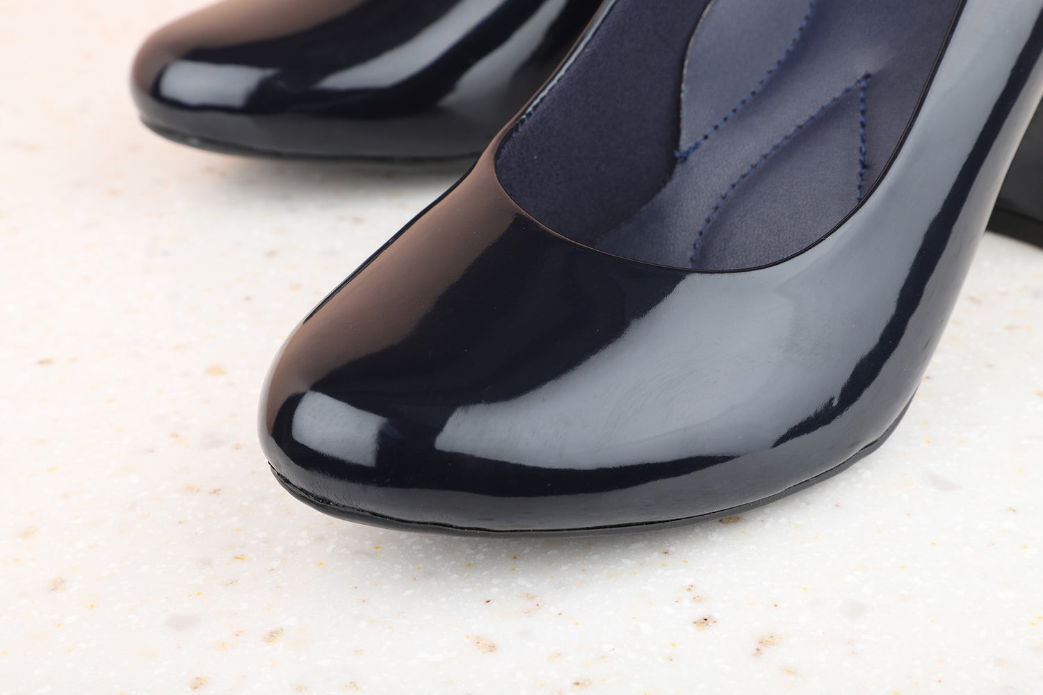 Women Navy Solid Block Pumps