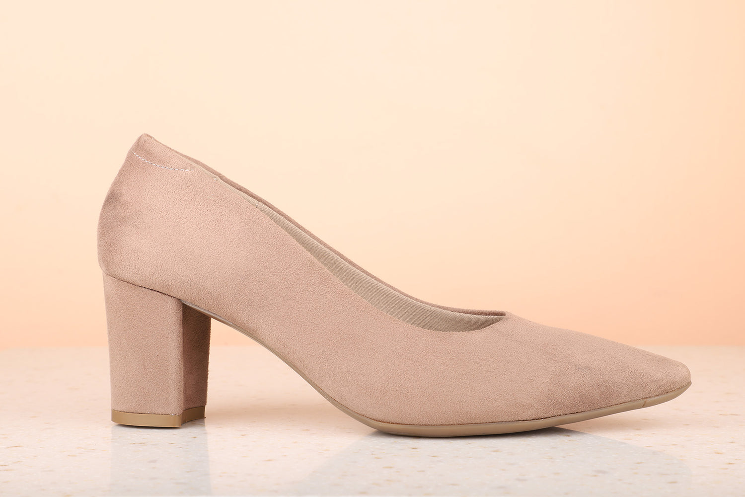 Women Chikoo Suede Block Pumps