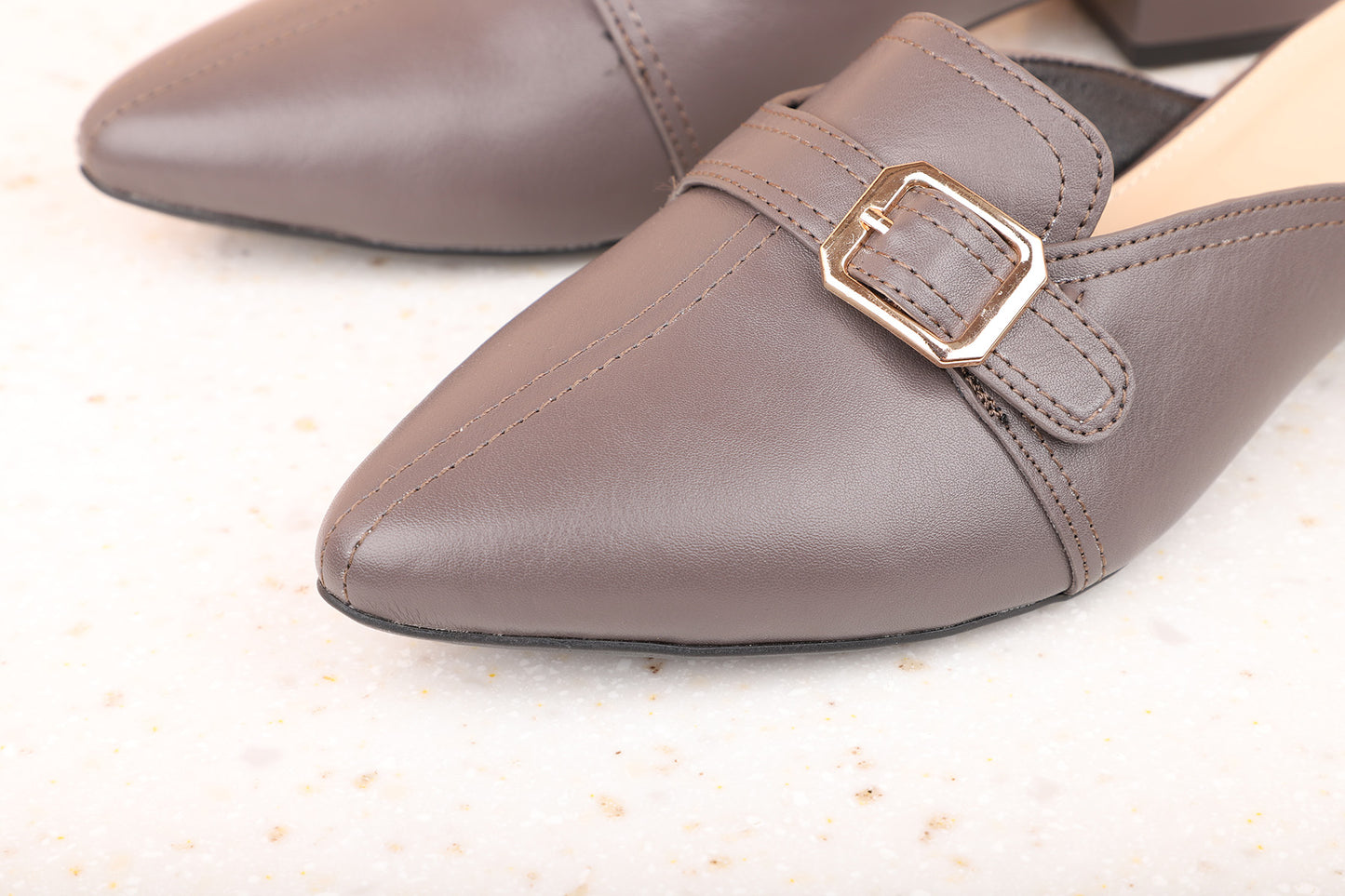 Women Grey Mules with Buckles