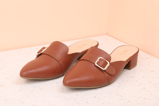BLOCK HEEL MULES-TAN-Women's Mules-Inc5 Shoes