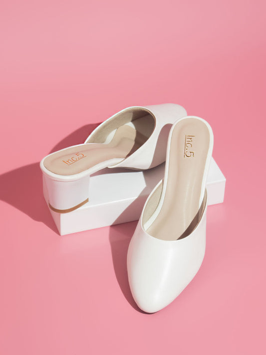 BLOCK HEEL MULES-WHITE-Women's Mules-Inc5 Shoes