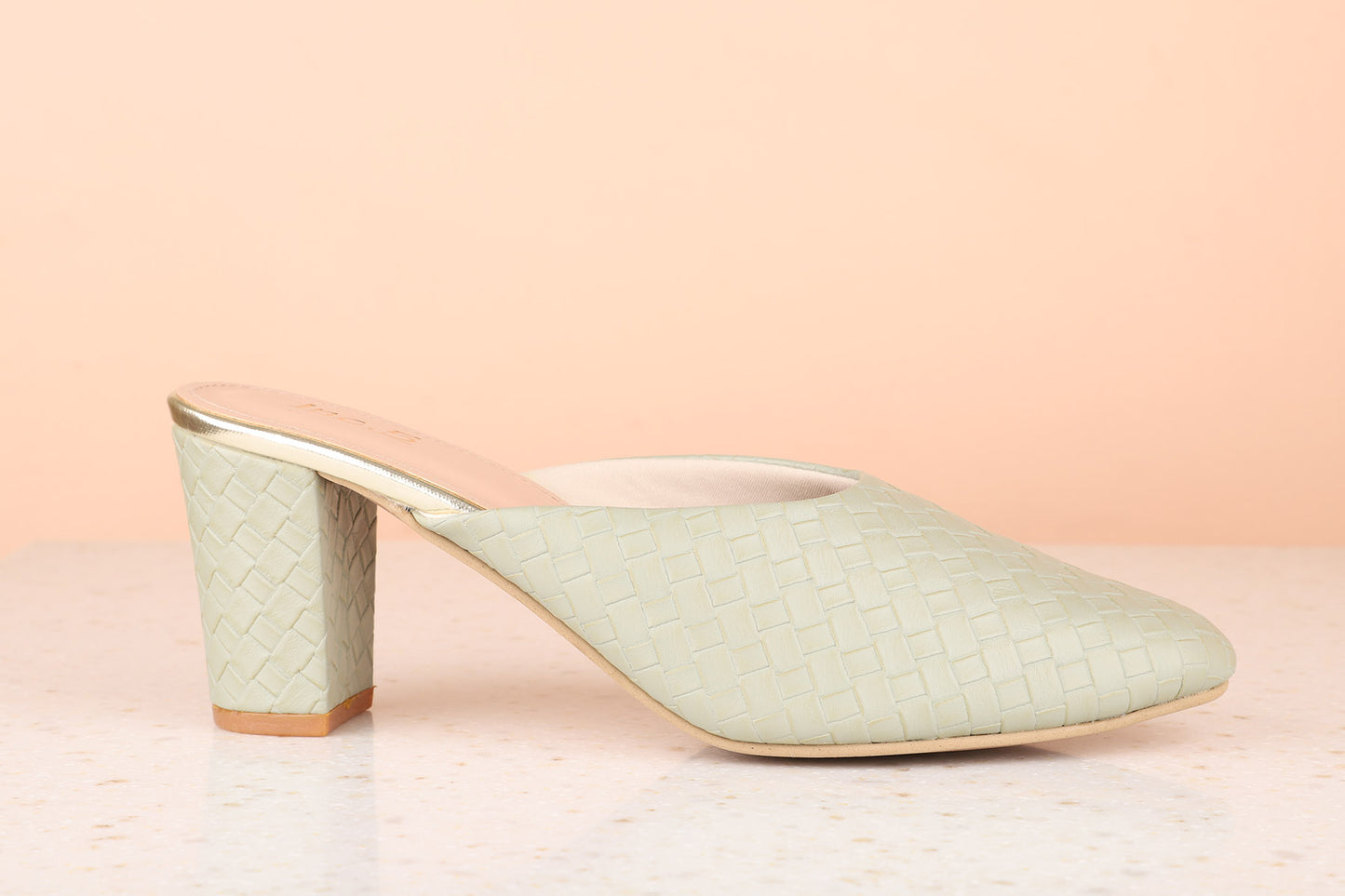 Women Green Textured Block Mules