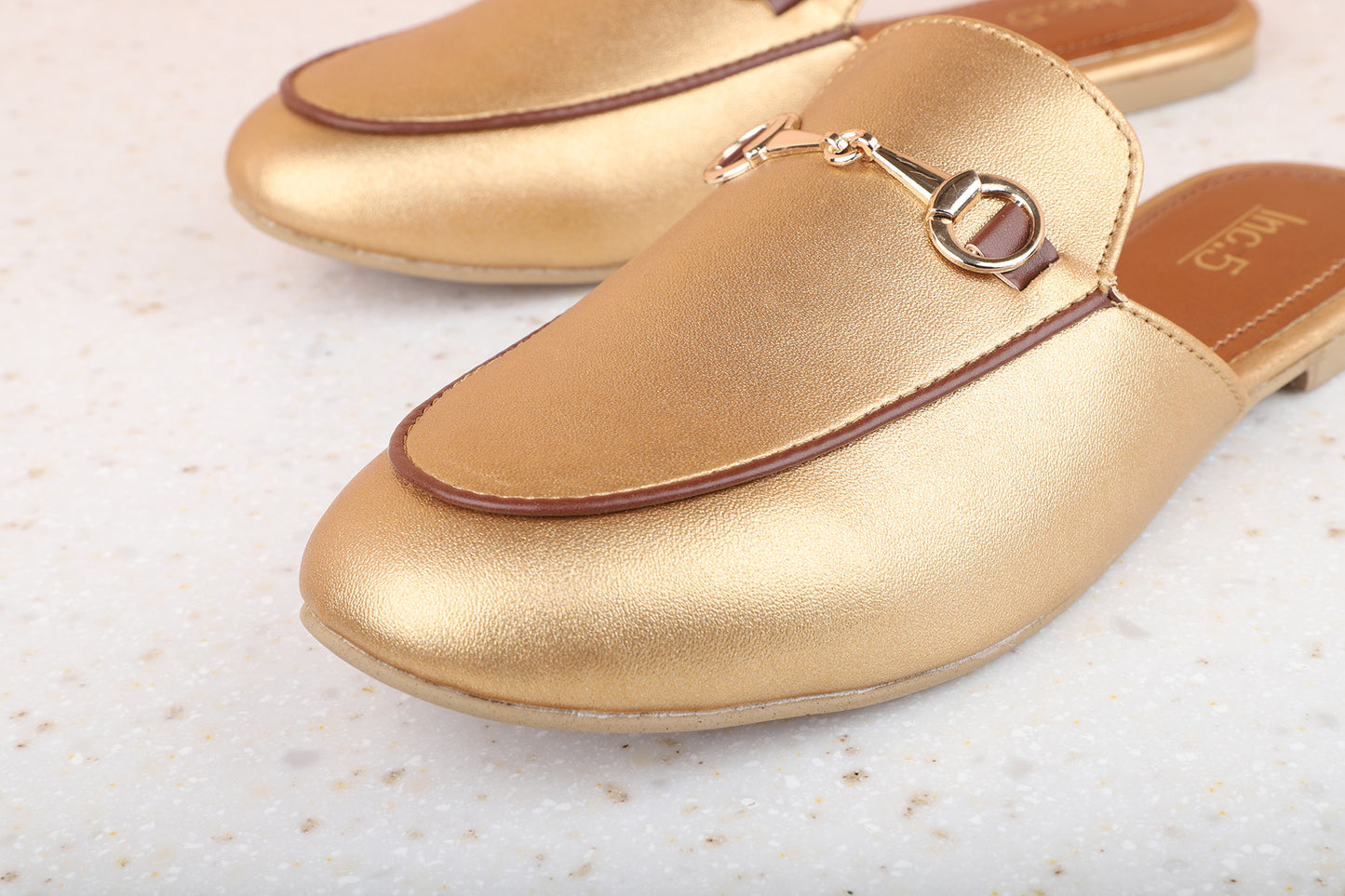 Women Antique Embellished Mules with Buckles Flats