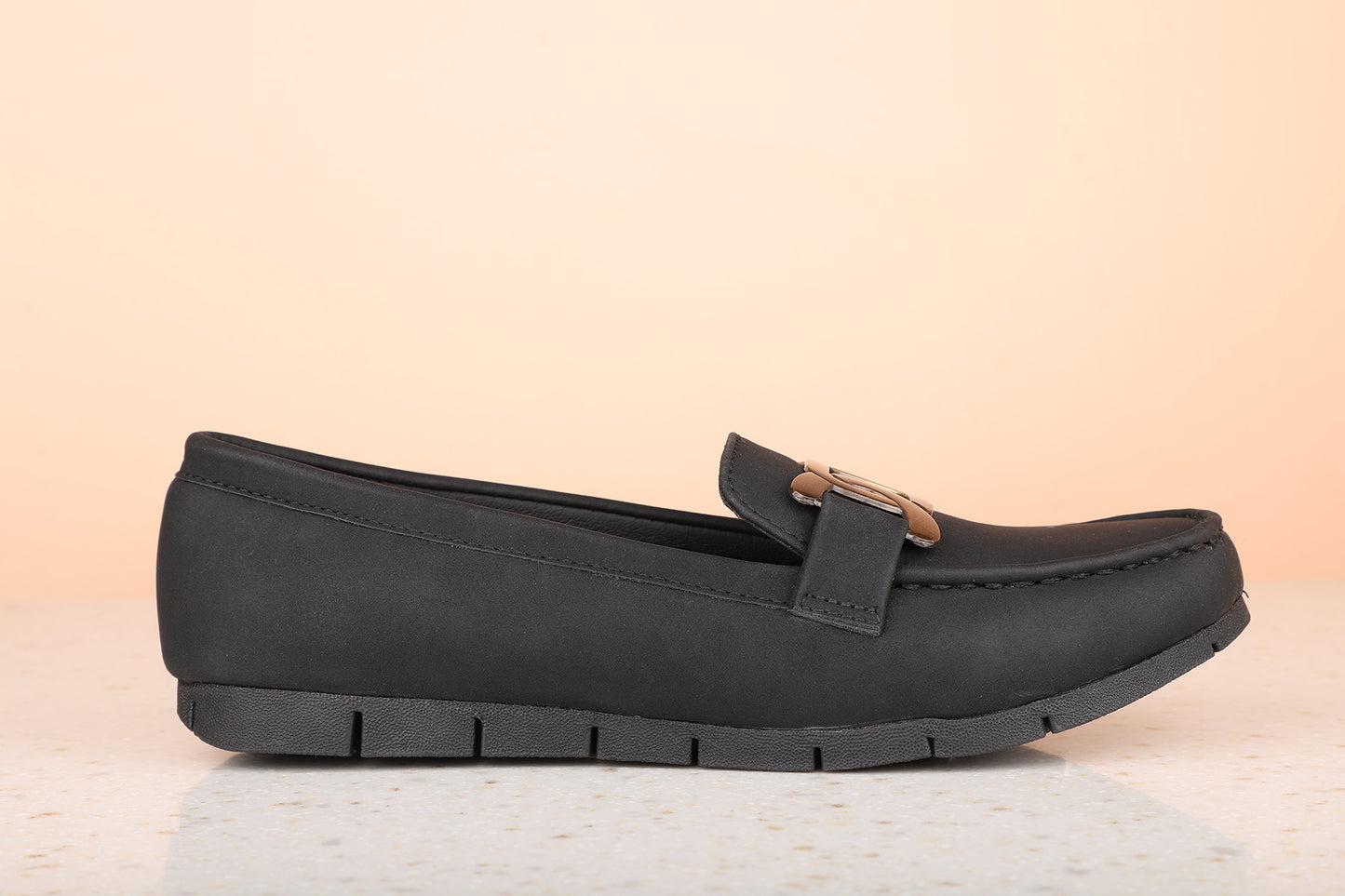 Women Black Solid Suede Loafers