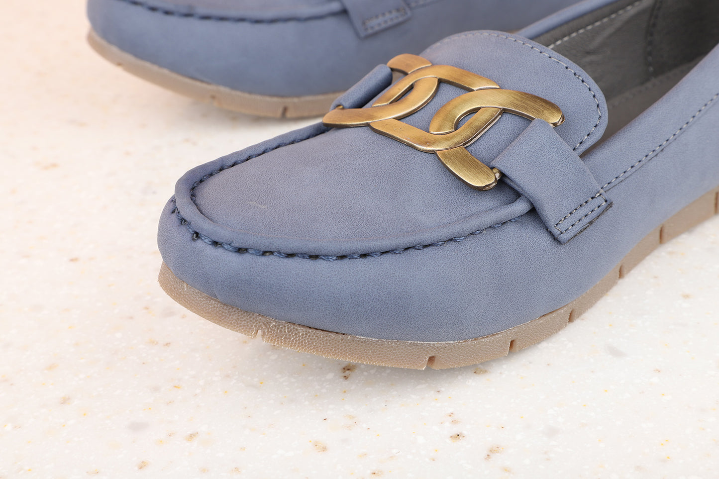 Women Blue Solid Suede Loafers