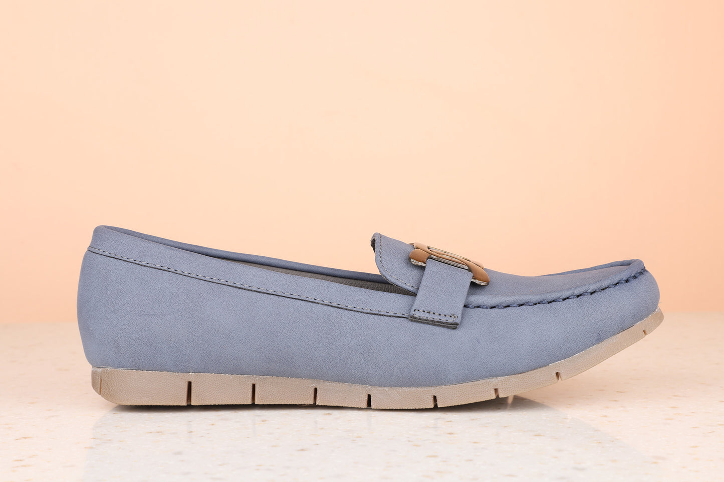 Women Blue Solid Suede Loafers