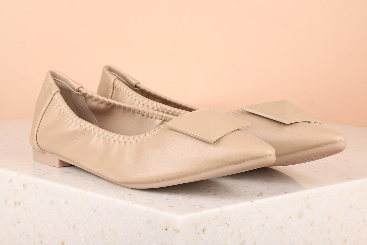 Women Chikoo Solid Ballerinas with Bow Detail