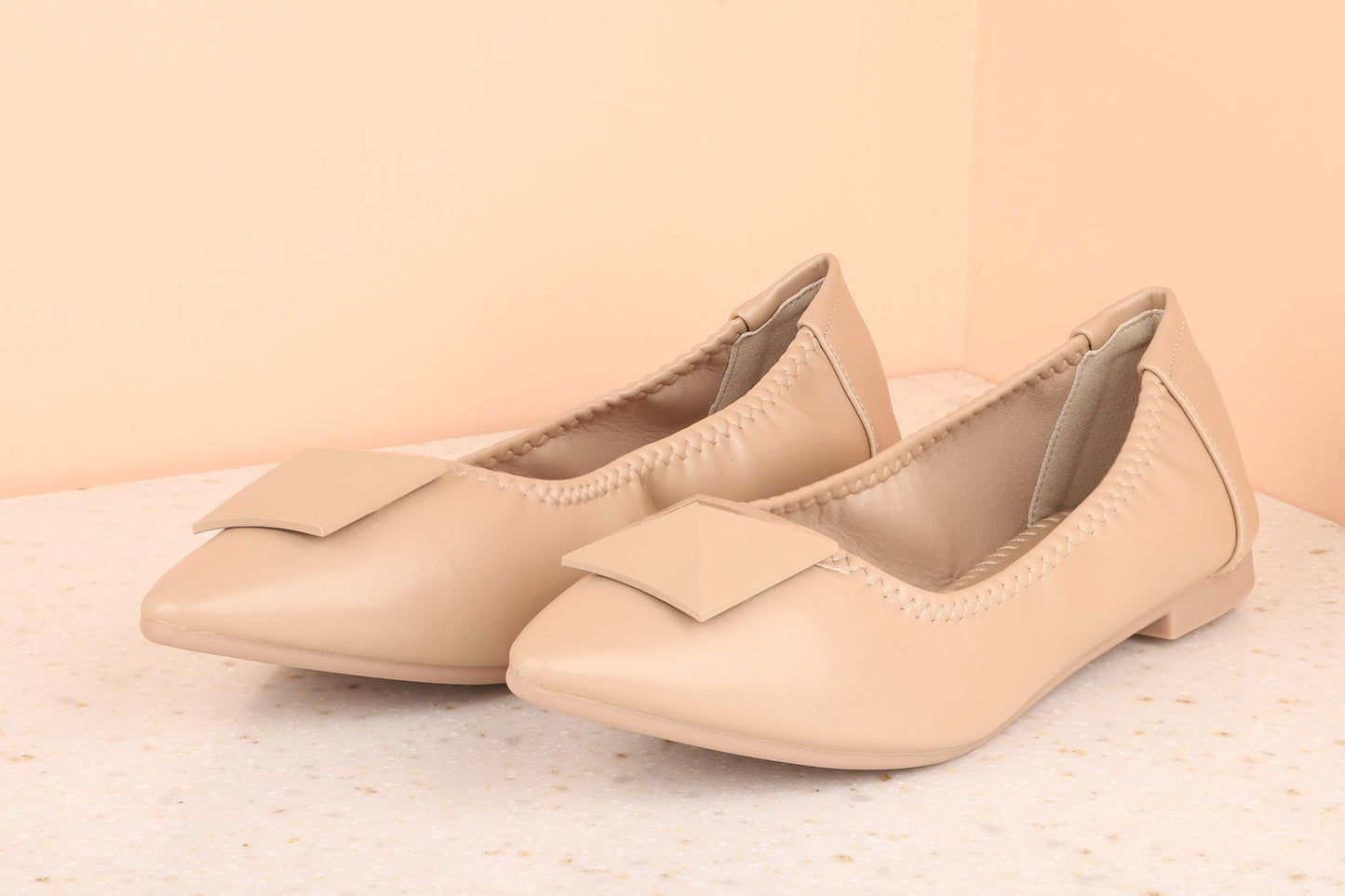 Women Chikoo Solid Ballerinas with Bow Detail