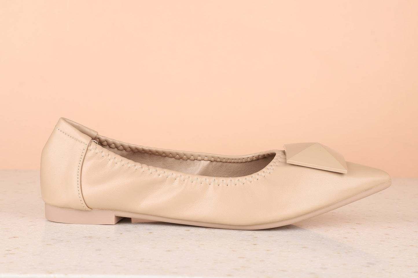 Women Chikoo Solid Ballerinas with Bow Detail