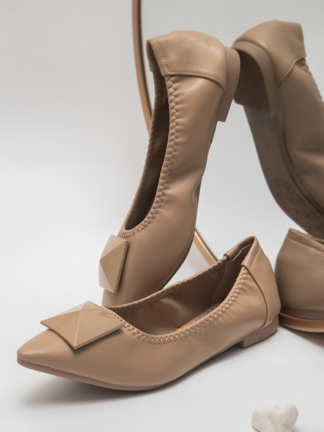 Women Chikoo Solid Ballerinas with Bow Detail