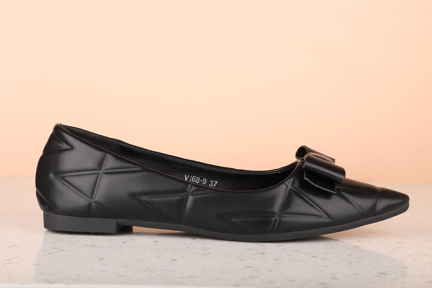 Women Black Solid Ballerinas with Bow Detail