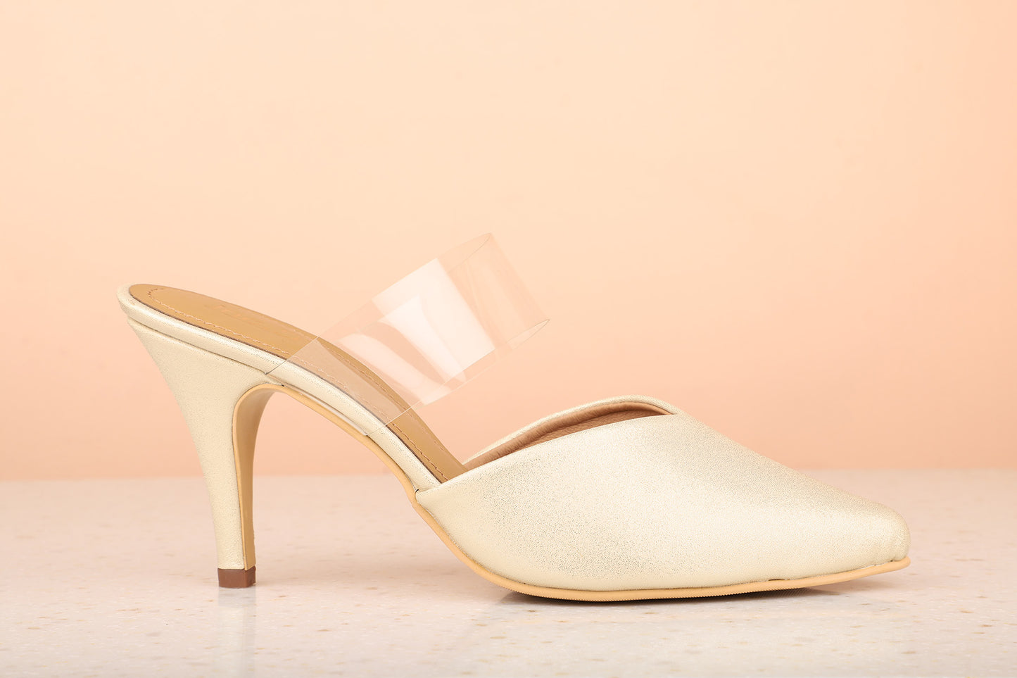 Women Gold Embellished Mules Heels