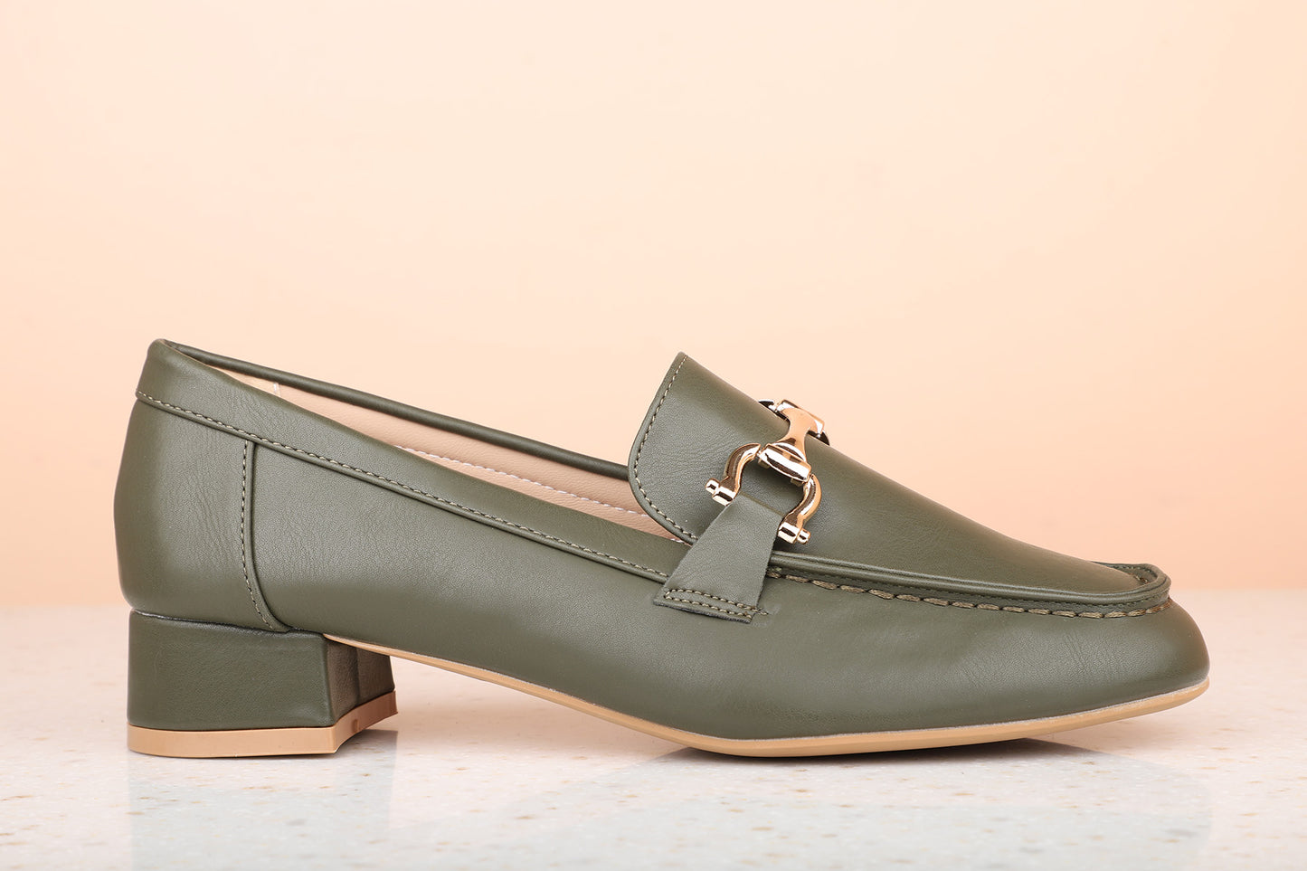 Women Green Solid Moccasins with Buckle Detail