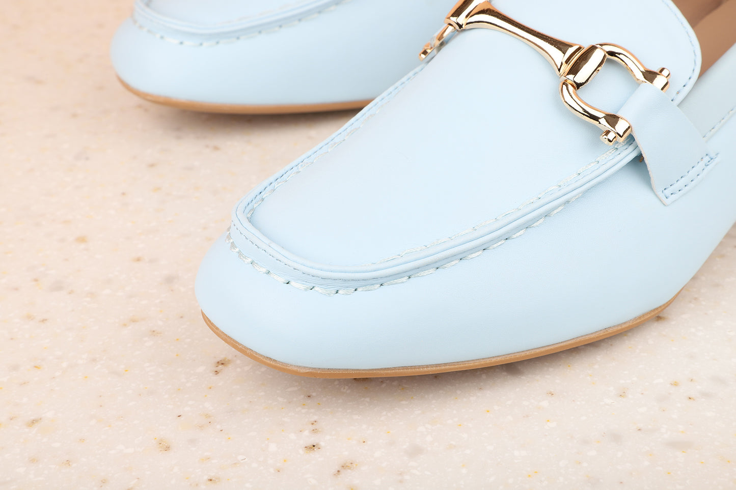 Women Blue Solid Moccasins with Buckle Detail