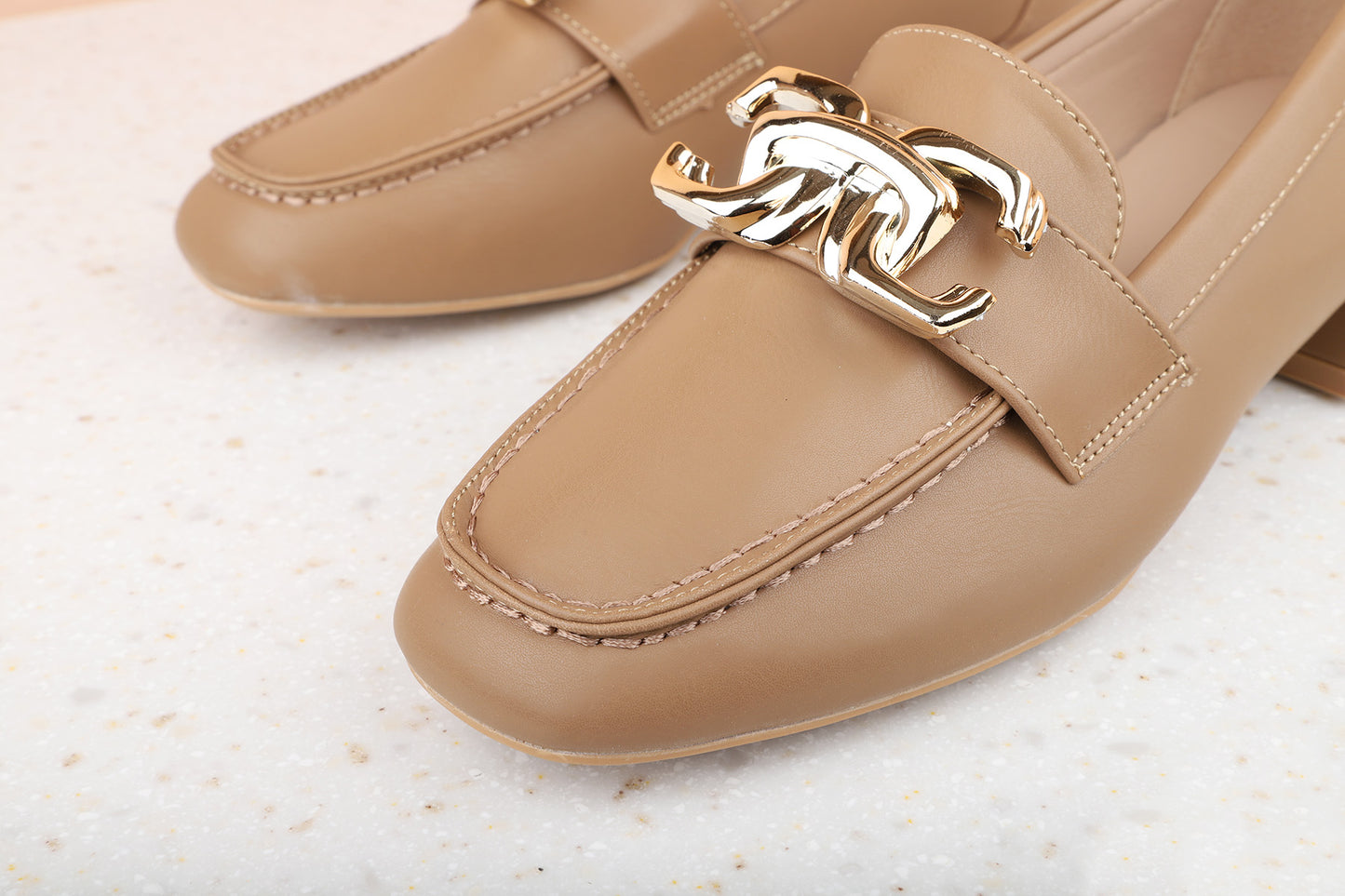 Women Chikoo Solid Moccasins with Buckle Detail