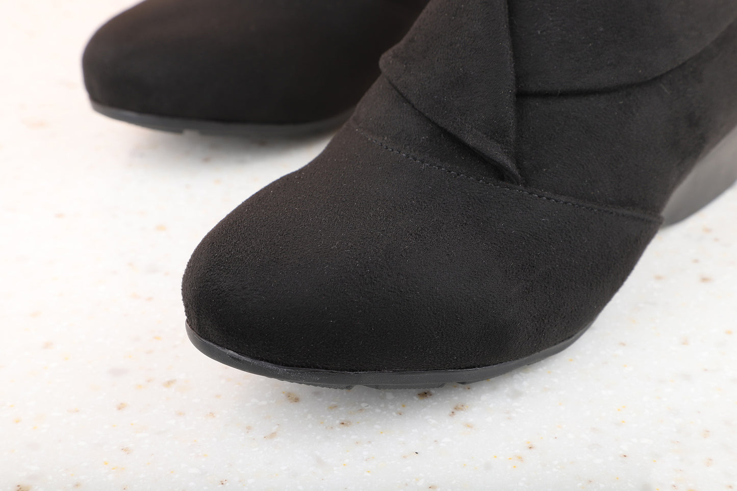 Women Black Wedge Heel Regular Boots