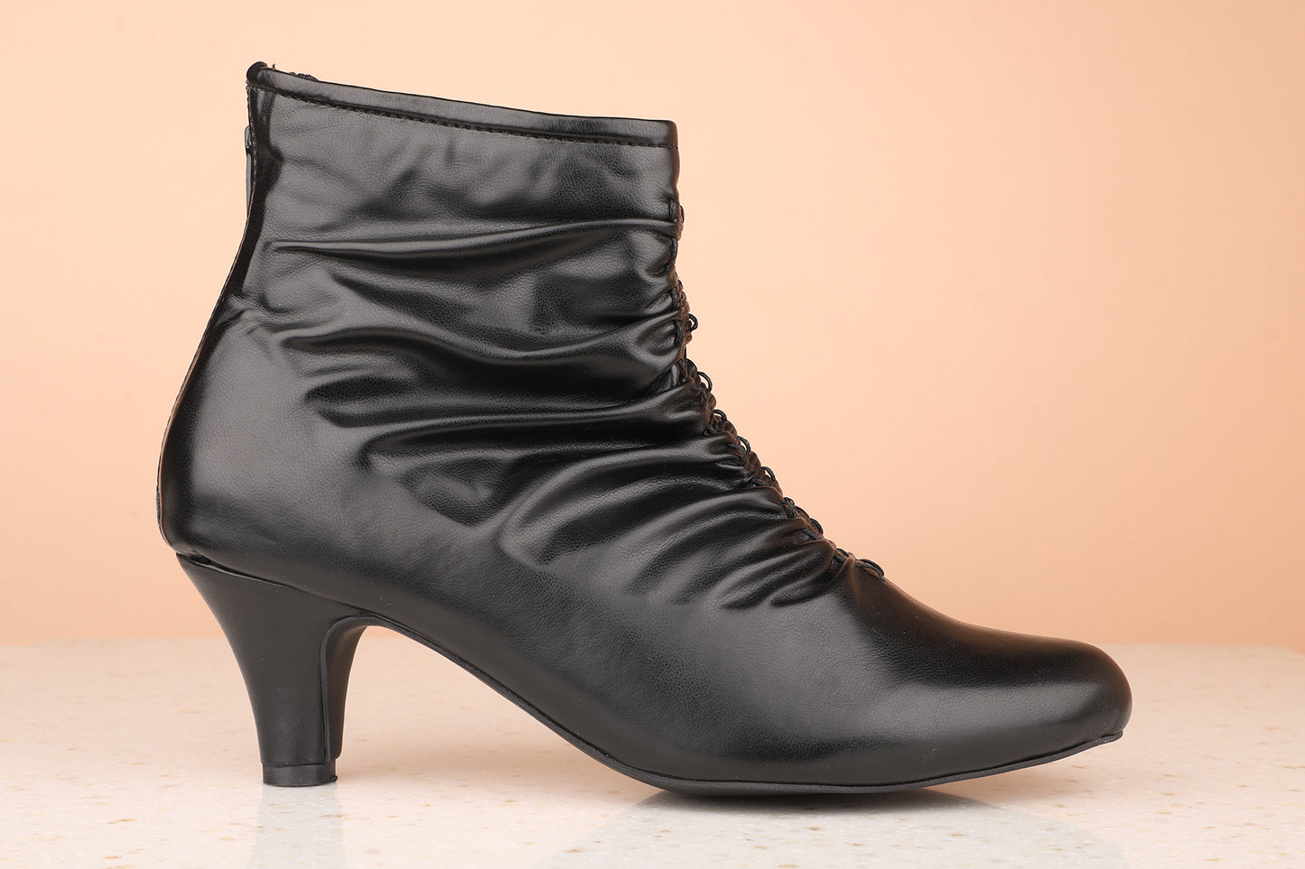 Women Black Kitten Heeled Boots